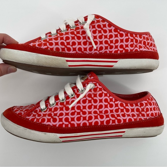 Coach Red/Pink Signature C Monogram Edith Sneakers 9 - Picture 4 of 8